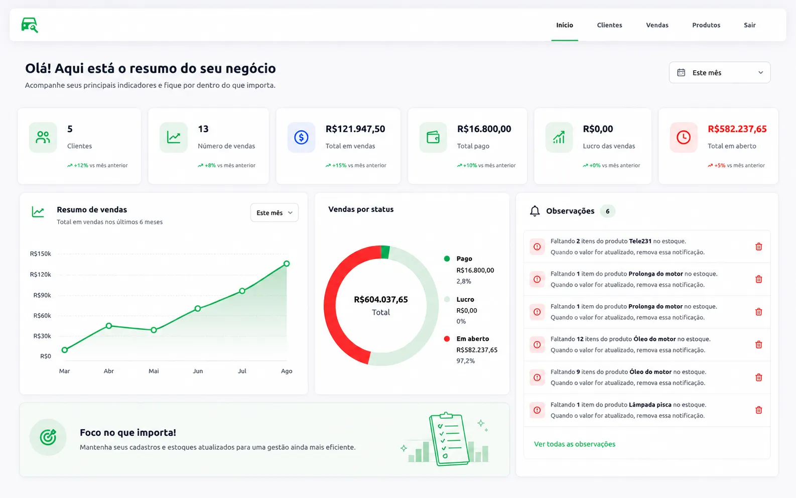 Sistema para Oficina Mecânica — versão desktop