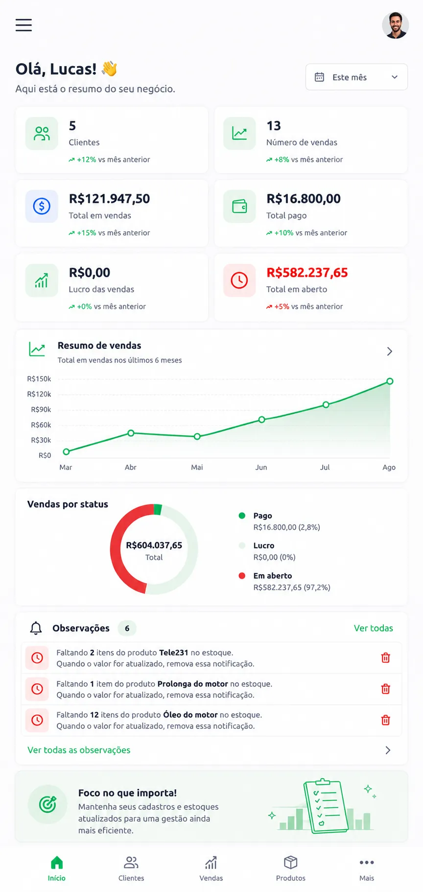 Sistema para Oficina Mecânica — versão mobile