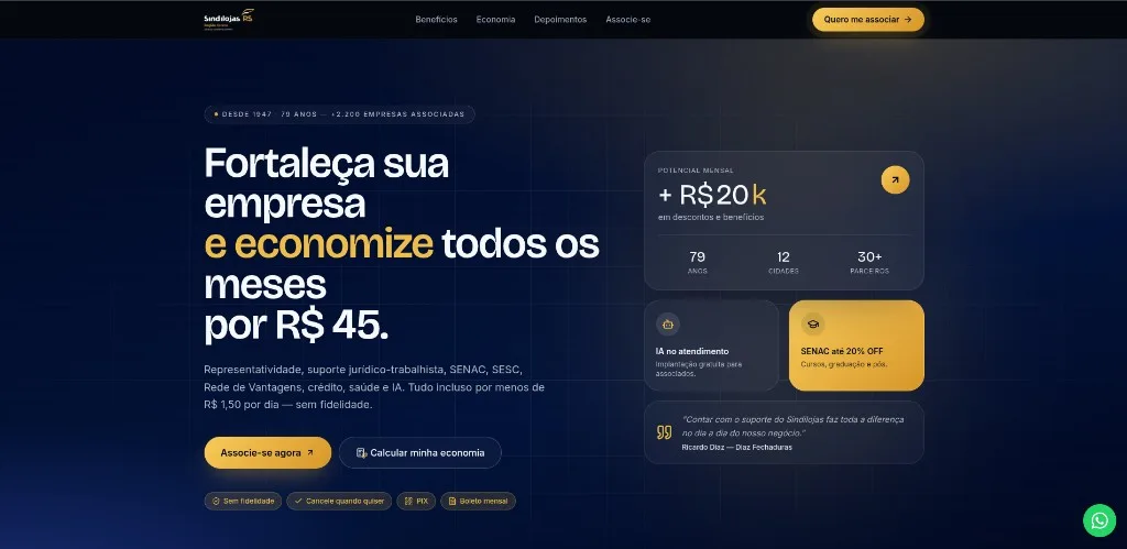 Sindilojas RS — versão desktop