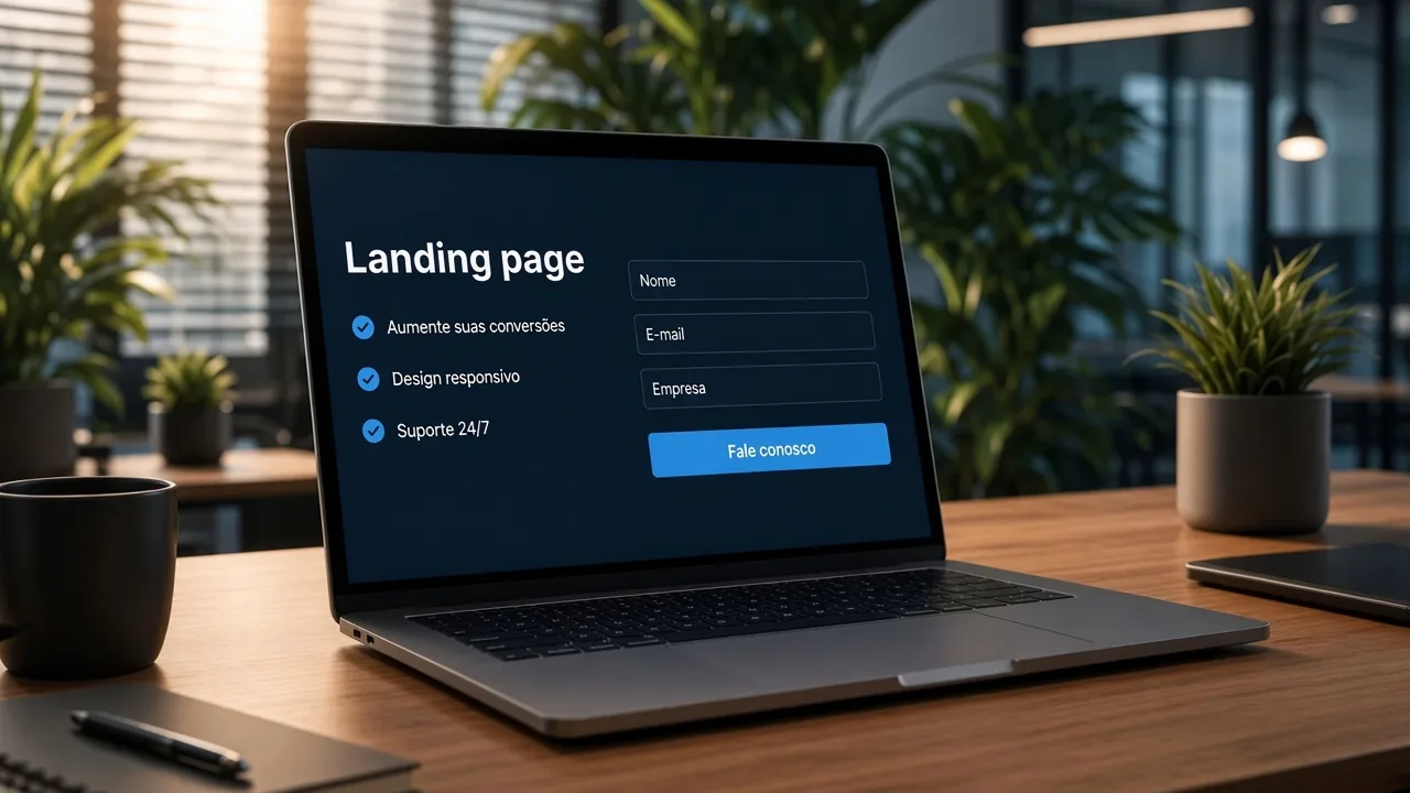Landing page profissional para empresa, com formulário de contato e chamada para ação